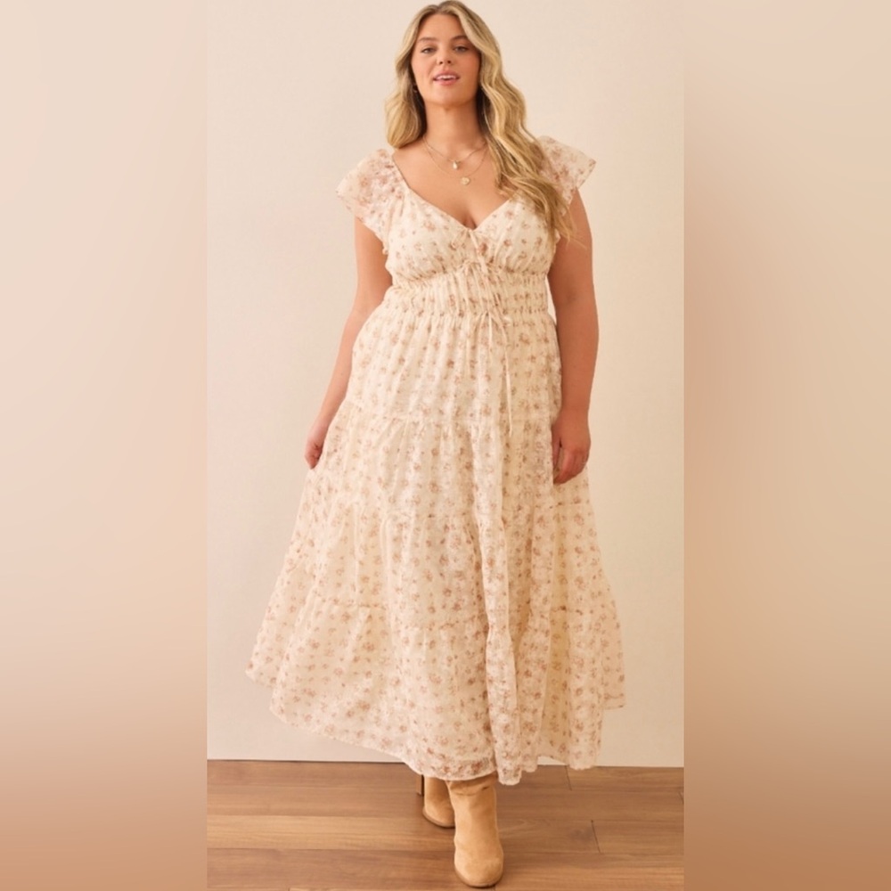 Arula Elisa Chiffon Double Floral Maxi Dress GORGEOUS NWT 0X - Picture 6 of 7